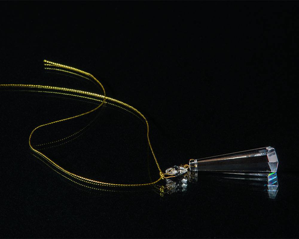 Prisme, aflang, guld ægte krystal