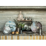 Buddha siddende meditation Dhyana Mudra, beige polyresin