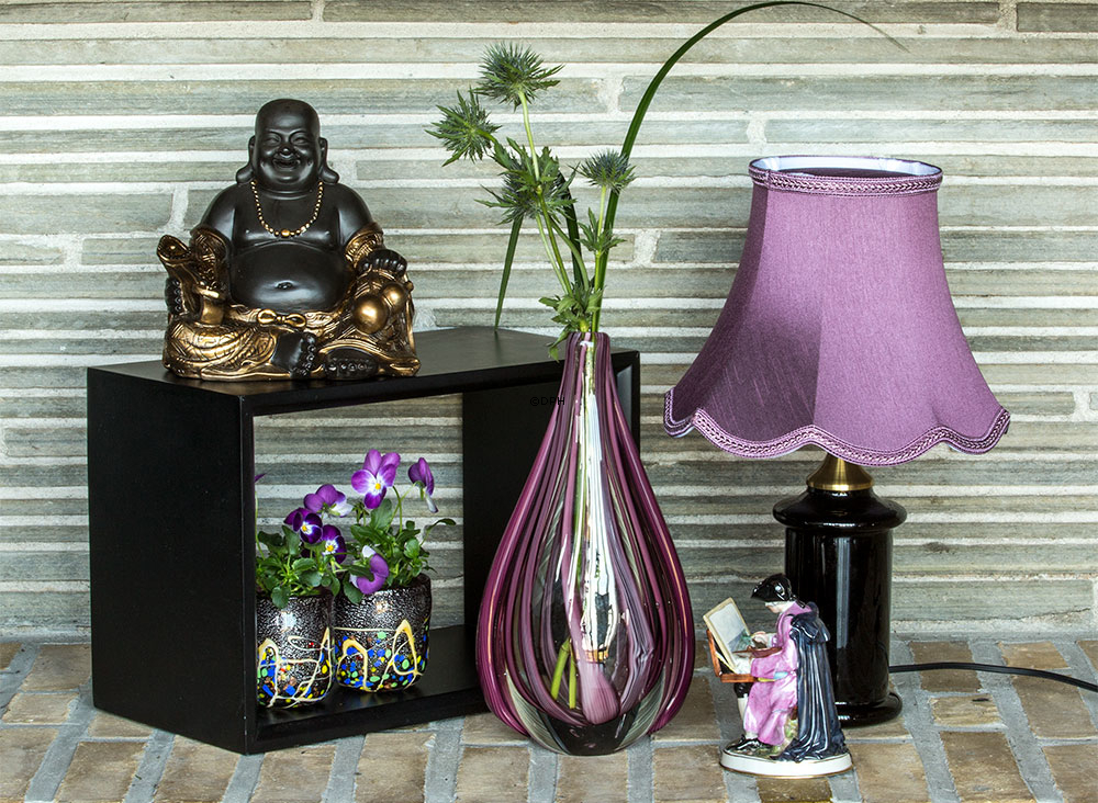 Fed Buddha / Budai siddende, brun og guld polyresin