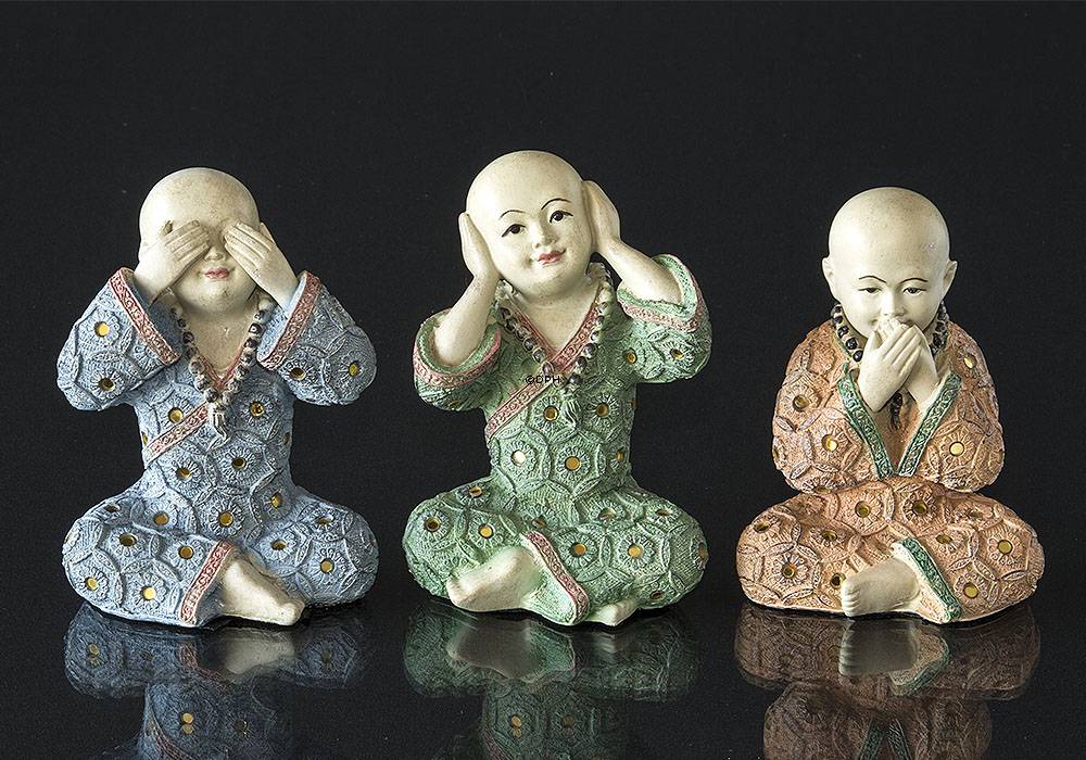 Tre munke, intet se/ intet sige/intet høre, sæt af 3 styk