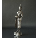 Buddha Standing with Dish, Brown Polyresin