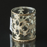Tealightholder retro decor white and gold, set of 2