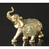 Elefant med hævet snabel, guld polyresin