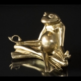 Meditierender Yoga Frosch, Gold Polyresin