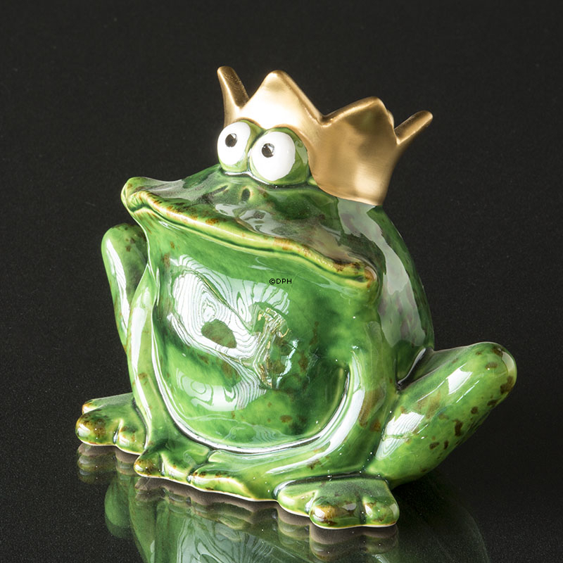 Frø med krone, grøn keramik
