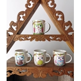 Mug with owl - Student mug - 4 different designs, sold assorted / price per piece