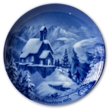 Berlin Design Christmas Plate 1973 Christmas Eve at Wendelstein (German Text)