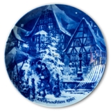 Berlin Design Christmas Plate 1980 Christmas Eve in Miltenberg (German Text)