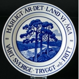 Plate with "Lovely is the land we own - Our Sweden safe and free", large