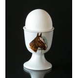 Strömgarden egg cup with horse head, brown with blaze