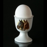 Strömgarden egg cup with horse heads, brown and black