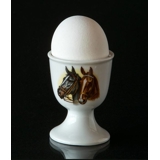 Strömgarden egg cup with horse heads, brown and black