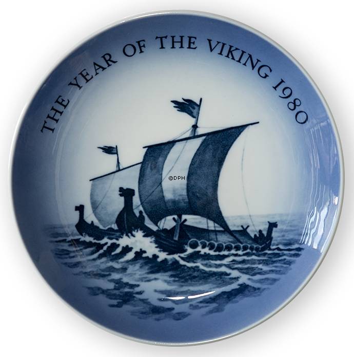 Platte med vikingeskib 1980 - Vikinge året, Royal Copenhagen