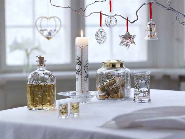 Holmegaard jul flasker, glas og dekorationer