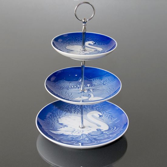 Cakestand i blue and white with swans