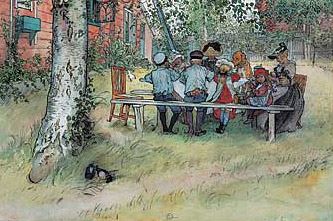 Mittagessen unter der großen Birke Carl Larsson