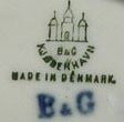 De Tre Tårne B&G Kjøbenhavn Made in Denmark (stempel i grøn) B&G (stempel i blå) - Sådan er porcelæn fra Bing & Grøndahl mærket fra perioden 1902-1914