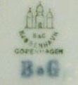 De Tre Tårne B&G Kjøbenhavn Copenhagen (stempel i grøn) B&G (stempel i blå) - Sådan er Bing & Grøndahl porcelæn mærket fra perioden 1914-1915