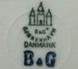 De Tre Tårne B&G Kjøbenhavn Danmark (stempel i grøn) B&G (stempel i blå) - Sådan er Bing & Grøndahl porcelæn mærket i perioden fra 1915-1948
