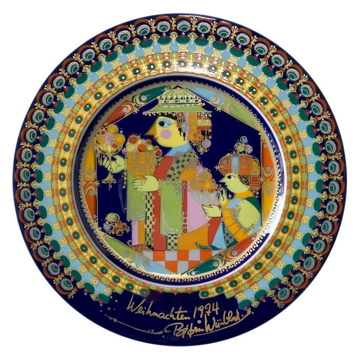 Bjørn Wiinblad porcelænsjuleplatte 1974 produceret af Rosenthal