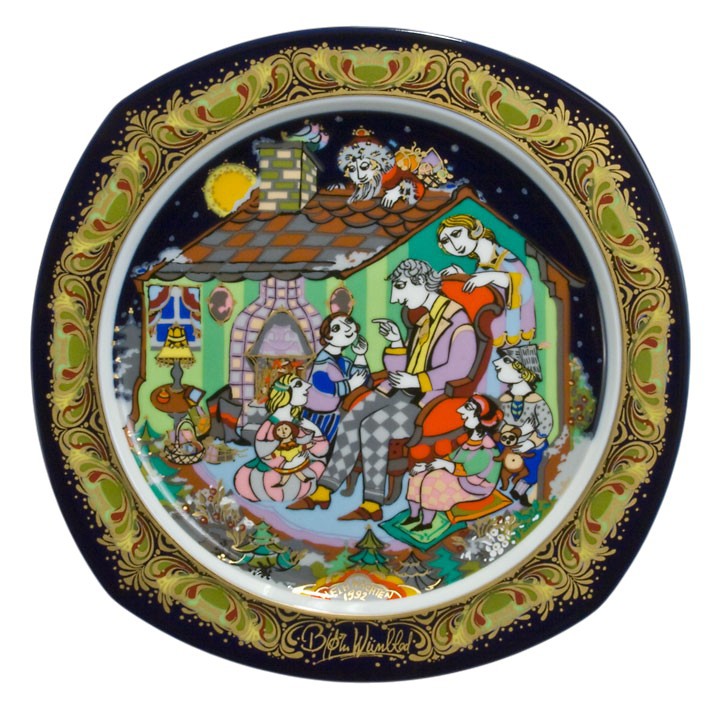 Bjørn Wiinblad porcelænsjuleplatte 1991, produceret af Rosenthal