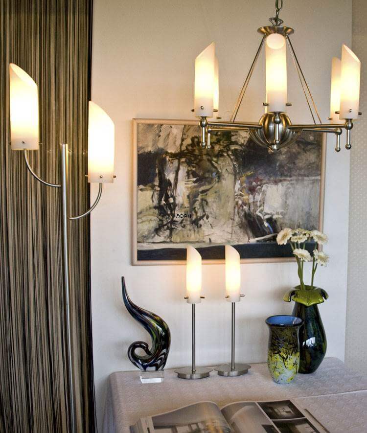DPH table lamp, floor lamp and chandelier