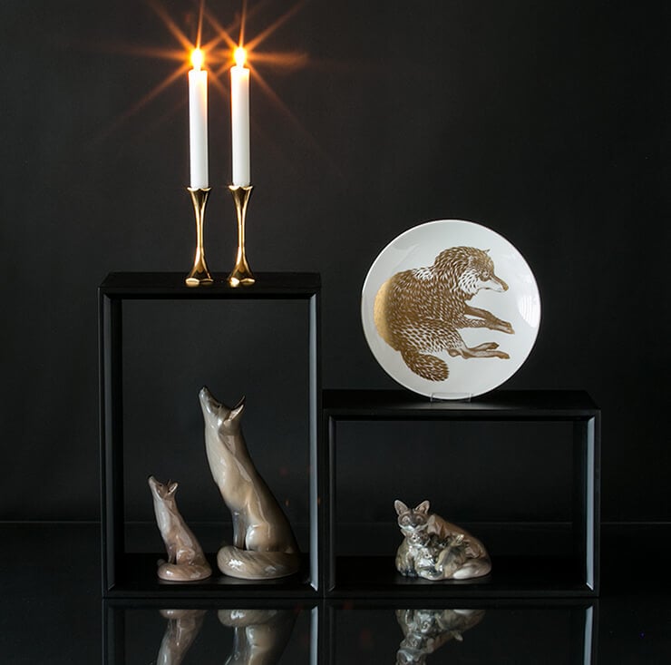 Endangered animals Gustavsberg plates white with gold - Design Poul Hoff