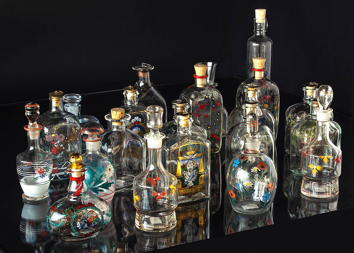 Holmegaard dramflasker og juleflasker