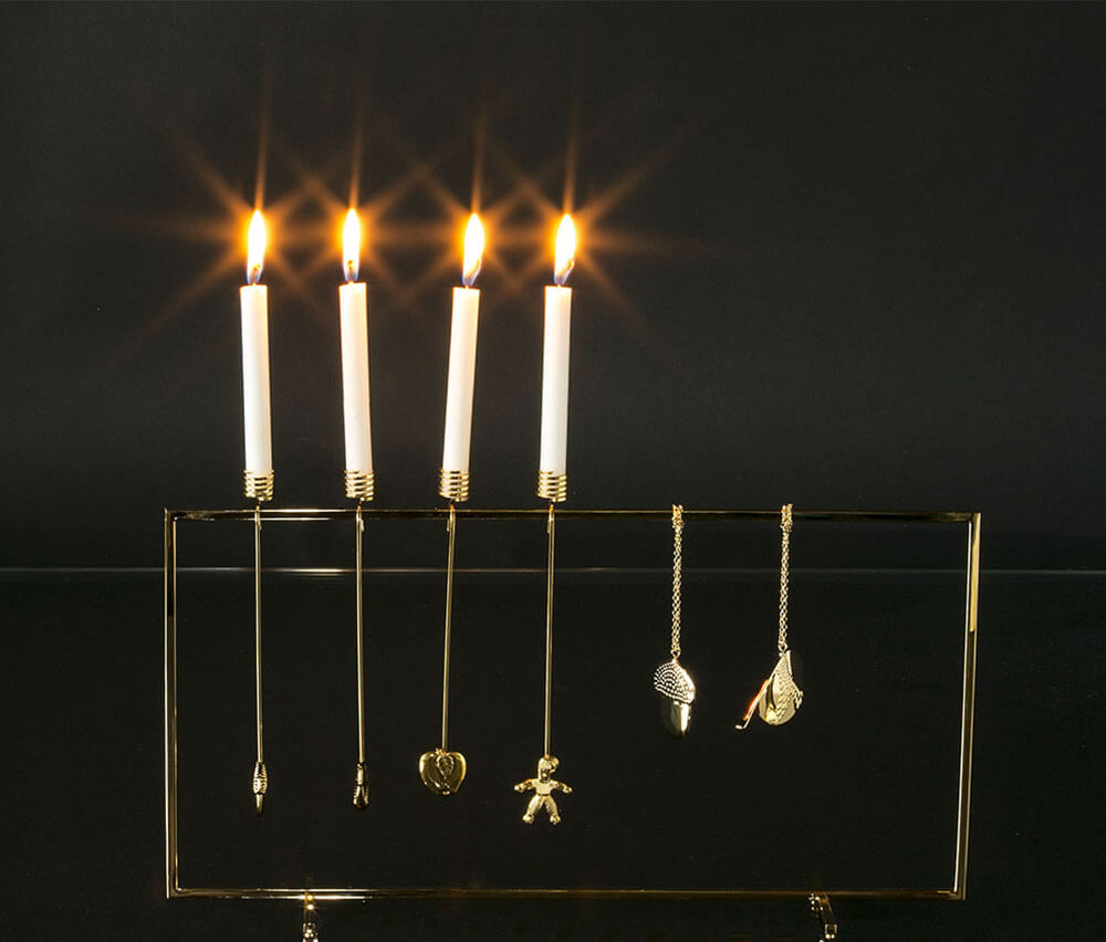 Georg Jensen Christmas display with candleholders and ornaments