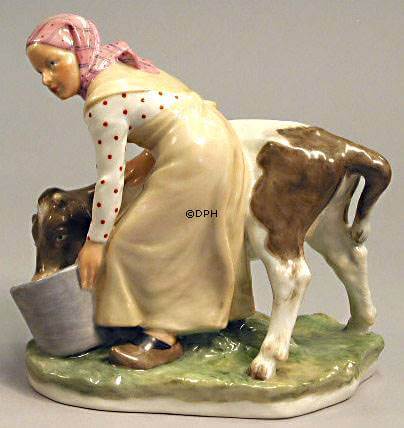 Girl with calf in overglaze