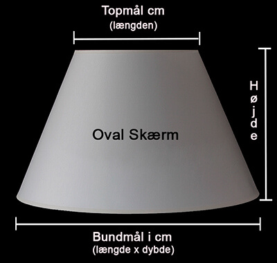 Oval lampeskærm - Sådan måles