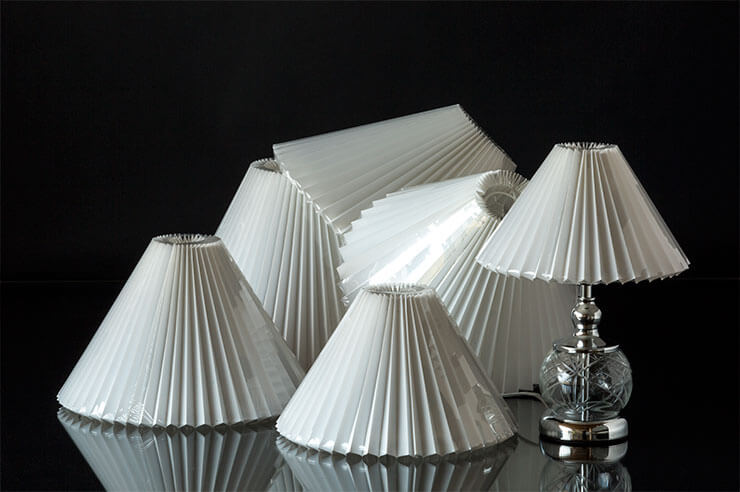 White pleated lamp shades