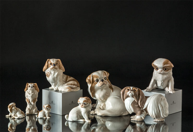 Royal Copenhagen hundefigurer Pekingeser