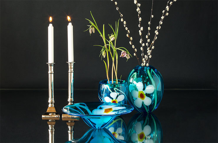 Glass art bowls and vases
