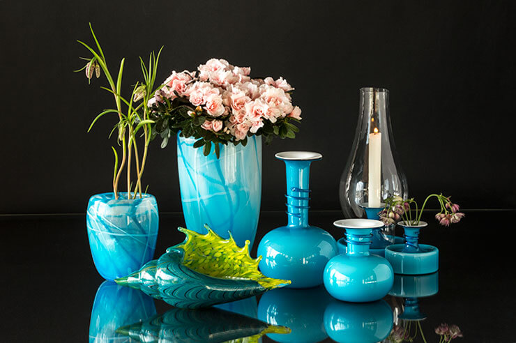 Glass art, vases, dishes and candleholders