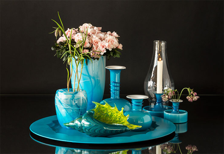 Glass art dishes, bowls and vases