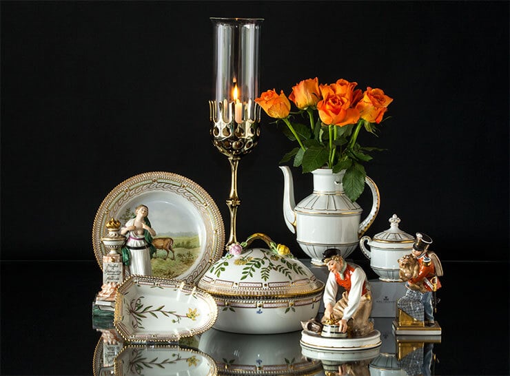 Royal Copenhagen Flora Danica and Hans Christian Andersen figurines and B&G Offenbach tableware