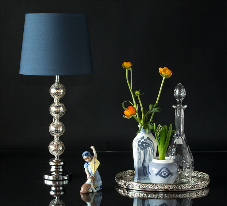 Royal Copenhagen B&G julevase og påskevase med Else figur bordlampe og spejlbakke