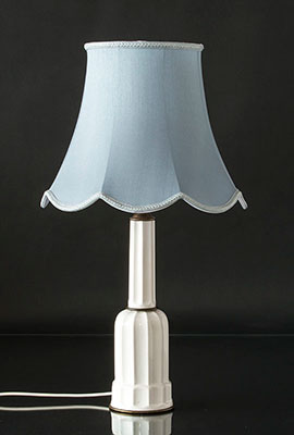 Blå silkeskærm med buer (ikke frynser) til stor Heiberg lampe
