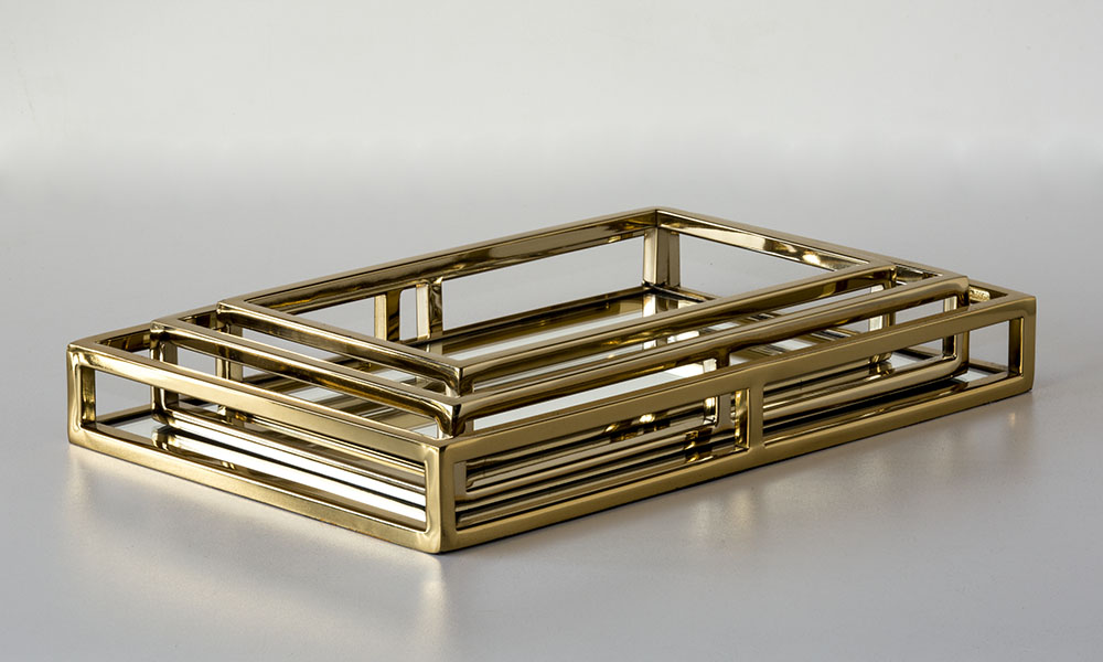 Glass trays - Mirror trays in gold and silver