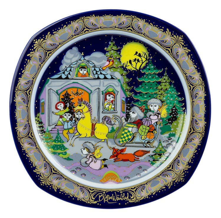 Bjørn Wiinblad porcelænsjuleplatte 1984, produceret af Rosenthal