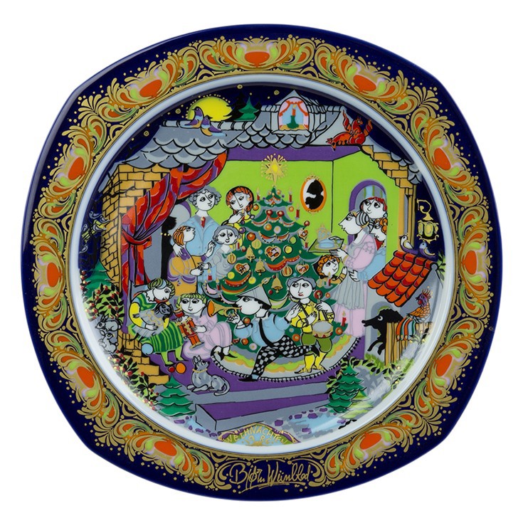 Bjørn Wiinblad porcelænsjuleplatte 1986 producert af Rosenthal