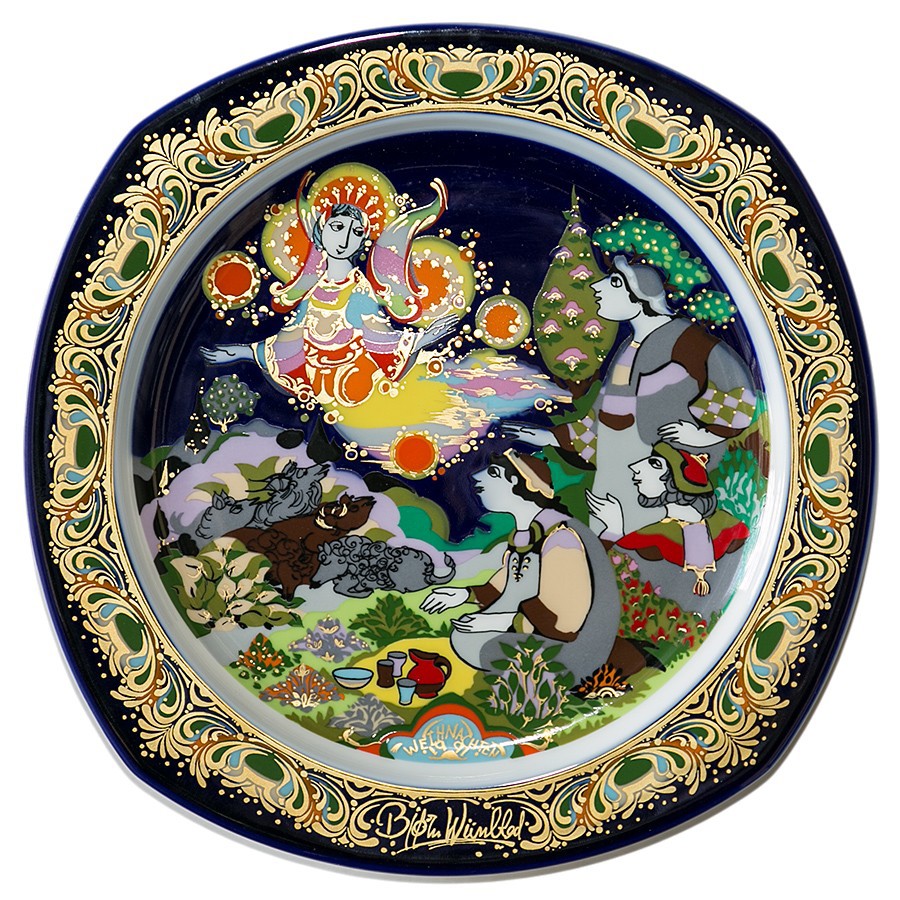 Bjørn Wiinblad porcelænsjuleplatte 1991 producert af Rosenthal