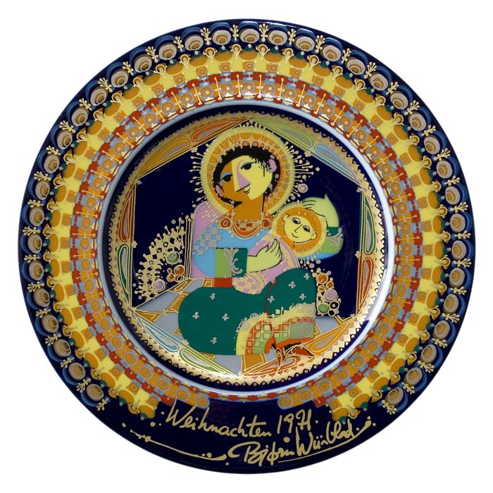 Bjørn Wiinblad porcelænsjuleplatte 1971, produceret af Rosenthal