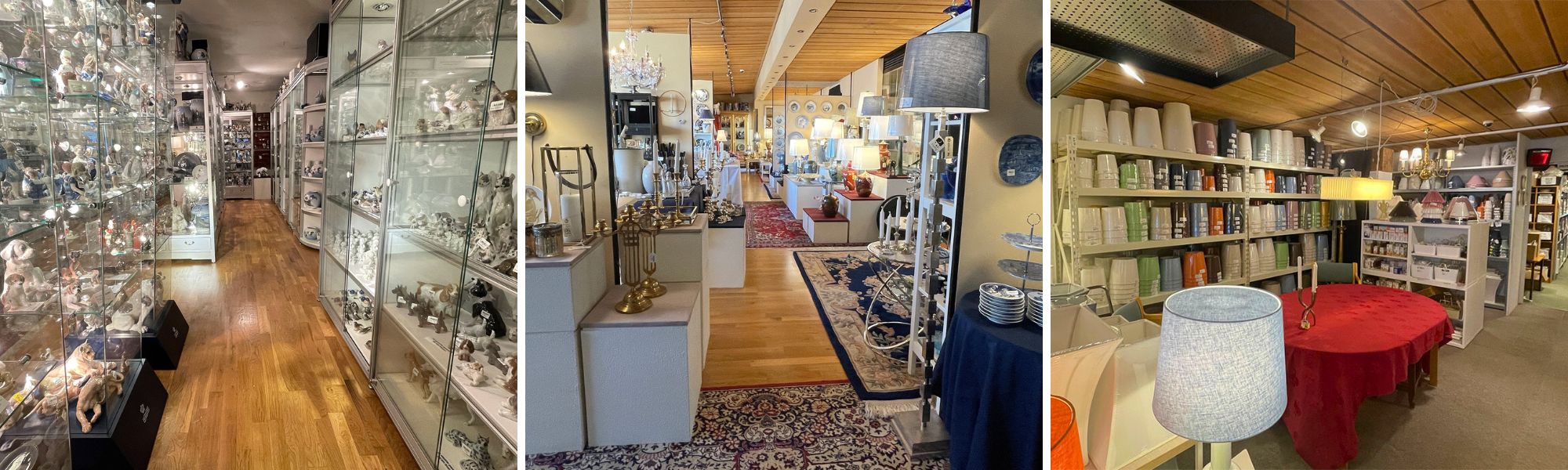 Butikslokale hos DPH Trading i Odense med porcelæn, lampeskærme og boliginteriør