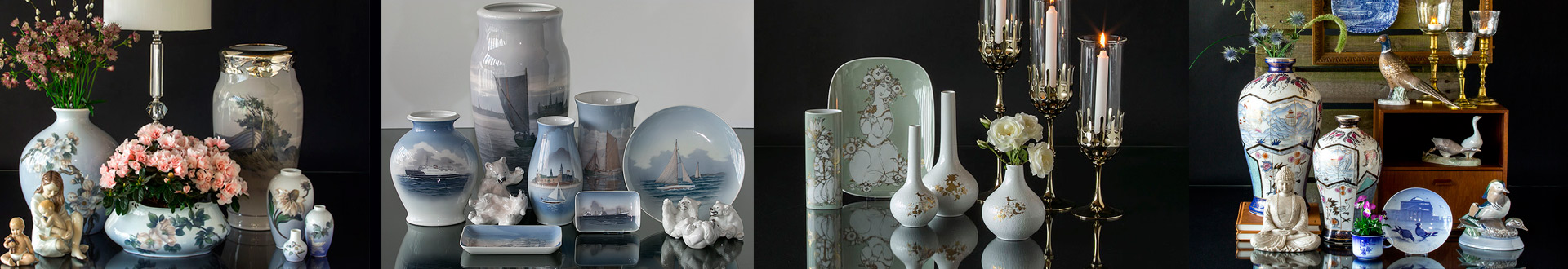 Porcelænsvaser - Gamle og nye vaser i porcelæn - store og små, mange farver