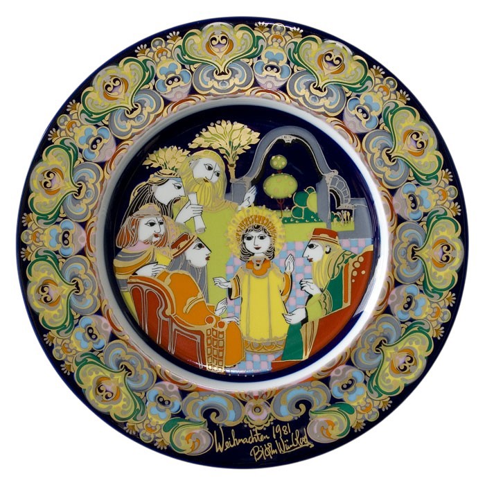 Bjørn Wiinblad porcelænsjuleplatte 1981 producert af Rosenthal