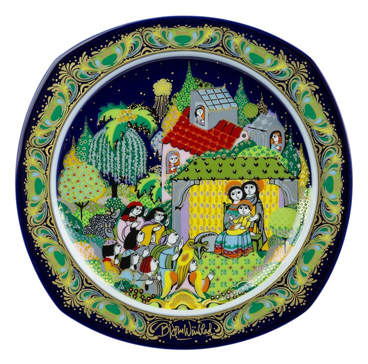 Bjørn Wiinblad porcelænsjuleplatte 1983 producert af Rosenthal