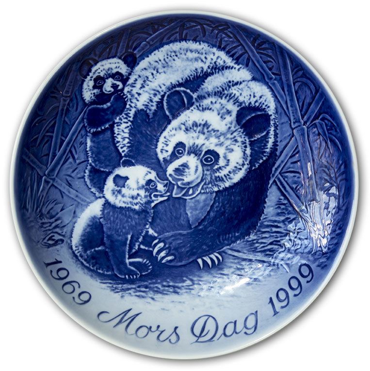 Bing & Grøndahl morsdags jubilæumsplatte 1999 med panda og unger
