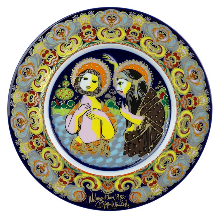 Bjørn Wiinblad porcelænsjuleplatte 1982, produceret af Rosenthal